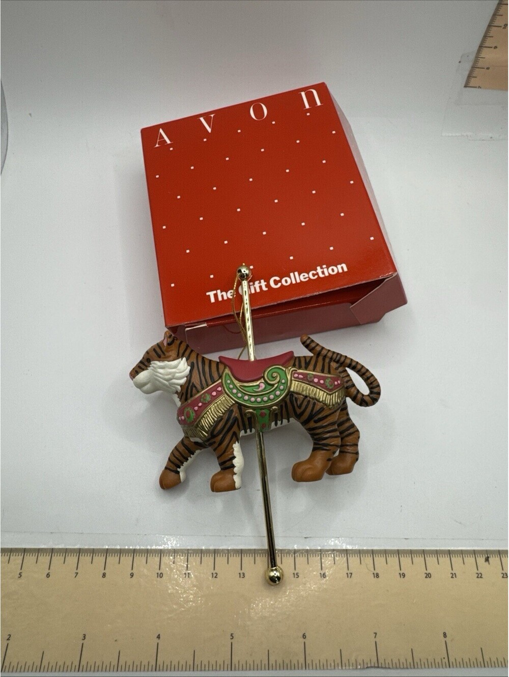 Avon Carousel Exotic Tiger Christmas Ornament In Original Box
